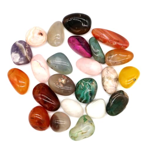 Natural Crystal and Healing Stones Set,24 Pc Agate Stones Rock Gemstones,Witches Reiki Energy Balancing Meditation Divination Home Decor DIY 1.1