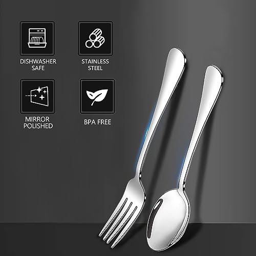 SANTUO Forks and Spoons Set, 8PCS 7.3" Dinner Forks and 8PCS 7.3" Dinner Spoons, Stainless Steel Silverware set of 16, Mirror Polished & Dishwasher Safe 7.3Inch(Dinner Fork+Dinner Spoon)-16P