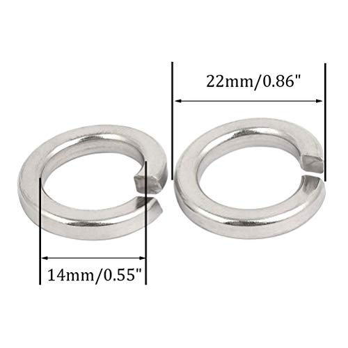 NACX M14 split lock washer, 304 stainless steel spring lock washer, 50-piece set