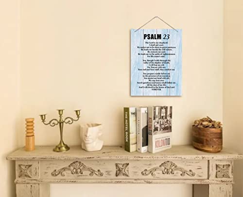 Inspirational Wood Art Signs, Psalms 23- The Lord is My Shepherd, Bible Verse Print, Hanging Printed Wall Plaque Wood Signs, Scripture for The Home or Office Decor, Christian Wall Decor 10 X 7.8 inch GP-Psalm 23