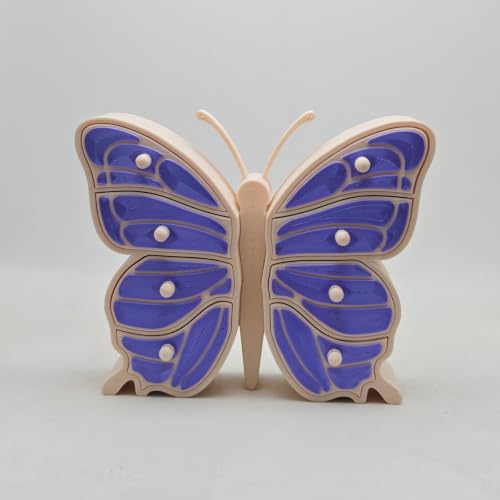 TIME&TRAVE Butterfly Jewelry Stand Holder Organizer - 3D Printed Dual-Color Storage Box with 8 Drawers for Necklaces, Rings, Earrings Dreamy Gift Idea