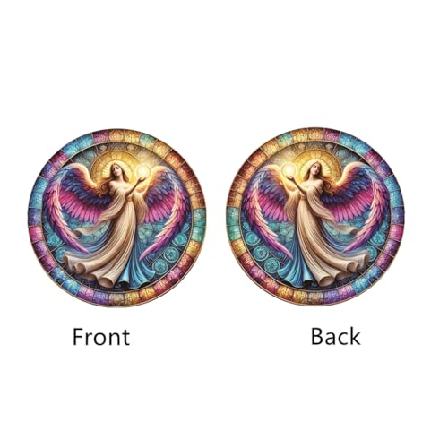 Angel Stained Window Hangings with Chain– Acrylic Round Ornament for Garden, Patio and Indoor Decor, Housewarming Gift for Mom, Grandma