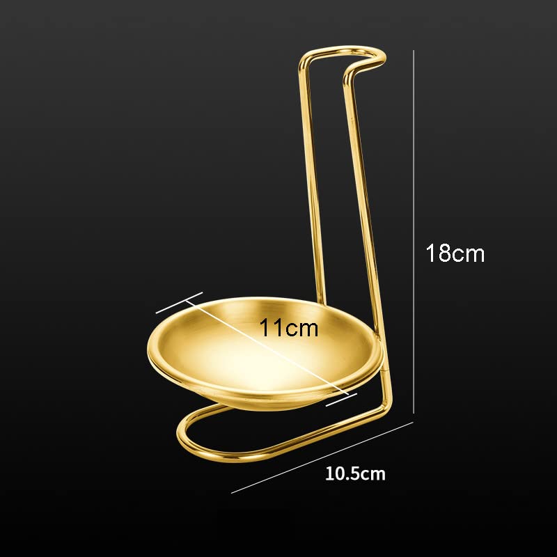 Lasenersm 2 Pieces Stainless Steel Spoon Rest Holder with Bowl, Gold
