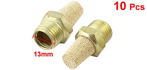 [Australia - AusPower] - 10 Pcs 1/4PT Thread Pneumatic Air Exhaust Silencer Muffler Gold Tone 