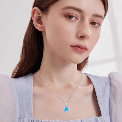 Urn Necklaces for Ashes for Women 925 Sterling Silver Cremation Memory Pendant Necklace Jewellery Keepsake for Human Ash Gifts Blue Opal