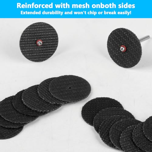 Cutting Discs Set of 60 32 mm for Rotary Tools | Cutting discs for metal steel with 6 pieces 3 mm mandrels accessories