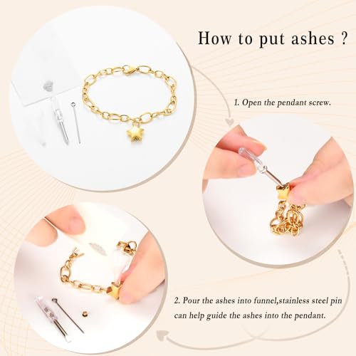 Minicremation Small Star Urn Bracelet for Ashes Stainless Steel Cremation Jewelry Bangles for Pet/Human Ashes Memorial Keepsake Ash Jewelry Gold