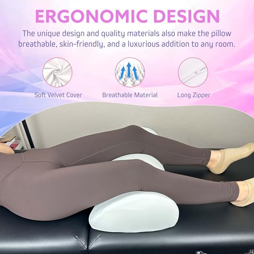 Premium Memory Foam Knee Pillow for Back Sleepers, White