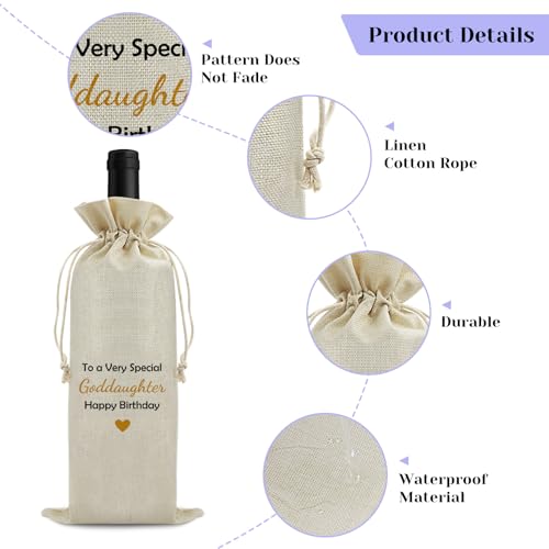 Goddaughter Gifts from Godmother Drawstrings Wine Bags Happy Birthday Gifts for Goddaughters Wine Bag Baptism Gift for Girls First Communion Gift for Goddaughter Graduation Presents for Goddaughters