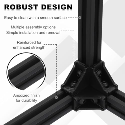 sourcing map 2Pcs 200mm T Slot 2020 Aluminum Extrusion, European Standard Anodized Linear Rail, Extruded Aluminum Rail Profile 3D Printer, CNC DIY, Black