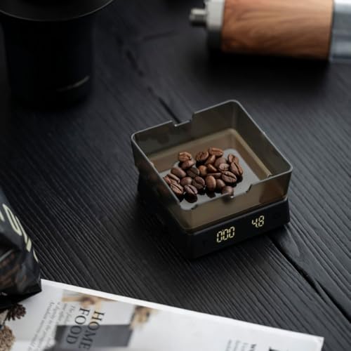 Mini Coffee Scale with Timer, 0.1g Precision Espresso Scale, USB-C Rechargeable Digital Coffee Scale with LED Display, 1kg Capacity for Espresso and Pour Over