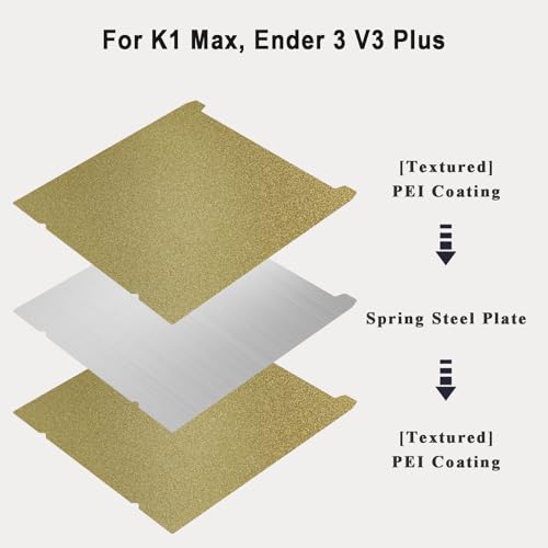 K1C 235x235mm Double Sided PEI Printing Plate Steel Textured Plate for K1/K1C/Ender 3 V3 KE/Ender 3 Pro/Ender 3 V2/Ender 3 V2 Neo, without Magnetic Base