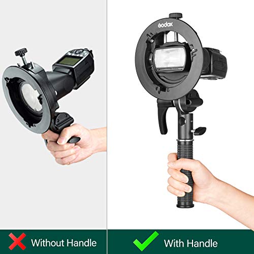 GODOX S2 Speedlite Bracket Bowens Mount Holder + Cold Shoe Flash Mount for Godox V1 Series, AD200Pro, AD200, AD400Pro, V860II Series, TT350 TT685 TT600 Series Flash