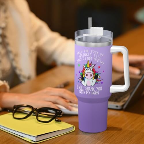 Gifts For Birthday - Back The Fuck Up Sprinkle Tits, Funny Unicorn Tumblers 40 Oz Tumbler With Lid And Straw Insulated Tumblers Stainless Steel Tumbler Funny Gifts For Wome White 1 40 Ounces