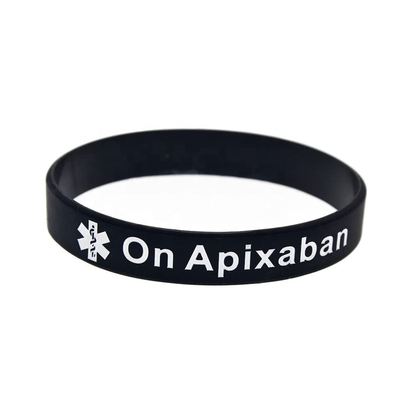 Apixaban 2pcs Medical Alert Bracelet Blood Thinner Blood Clot Silicone Bracelet Large 20cm 2 x Black