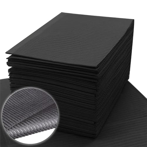 Dental Bibs - Pack of 35 Tattoo Dental Bibs 45.5 x 33 cm 3-Layer Waterproof Tattoo Table Covers Tray Clean Pad Multi-Purpose Black Tattoo Bibs 35 Pieces Black