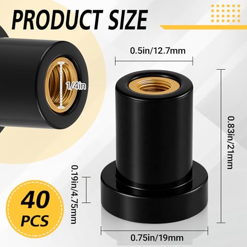 40 Pcs 1/4"-20 x 3/4" Rubber Well Nuts with Brass Inserts 40 1/4"-20 x 3/4"