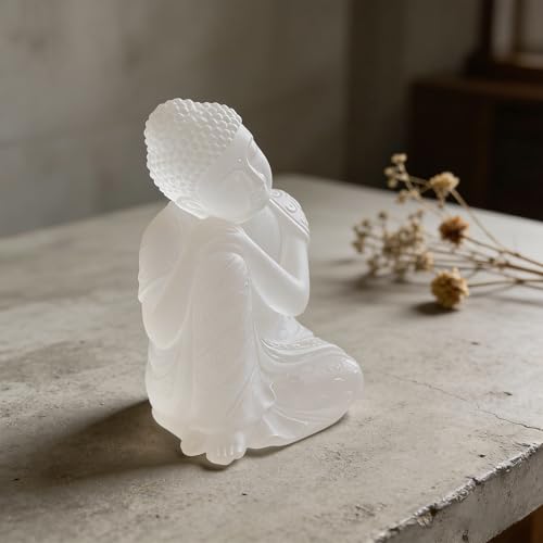 Transparent Resin Buddha Statue 5.9 Inch Home Decor White