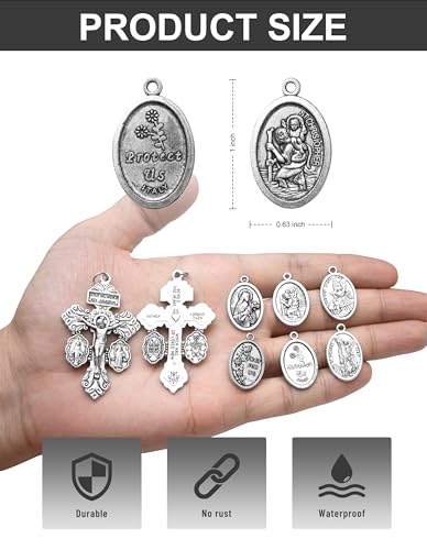 St Michael/St Christopher Medal/Cross/Pardon Cross/Saint Therese of Lisieux Medal Pendant for Women Necklace & Rosary Necklace St Christopher1 12PCS