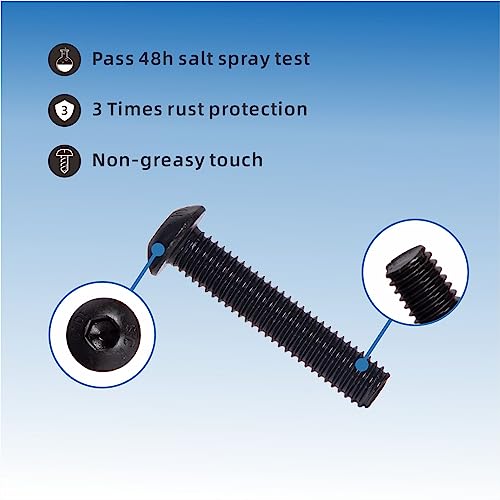 Xjsutisky 150-piece M6 button head hex socket cap screw, bolt, nut and washer assortment kit in black alloy steel