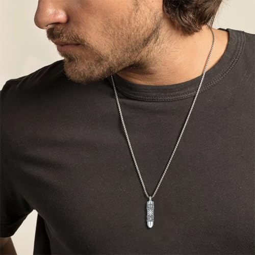 Bullet Viking Urn Necklace for Ashes 925 Sterling Silver Viking Cremation Pendant Spiritual Memorial Keepsake Jewelry for Women Men