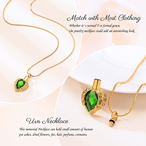 Minicremation Urn Necklaces for Ashes Carved Always in my heart Teardrop Keepsake Ashes Necklace Urn Pendant Cremation Memorial Jewelry Green