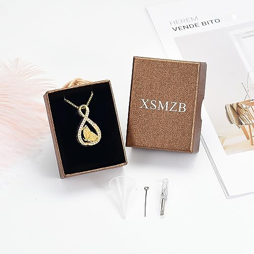 XSMZB Cremation Jewelry for Ashes Infinity Urn Necklaces for Ashes Pendant Locket Keepsake Memorial Jewelry for Urns Butterfly-Gold