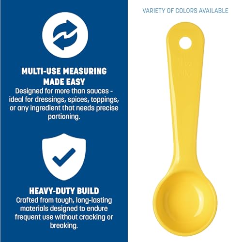 Carlisle FoodService Products 1 Ounce Solid Measuring Spoon – Flat Bottom – Portion Control Tool – Short Handle 6.5 ", Yellow, (Pack of 12) Pack of 12 1 Oz