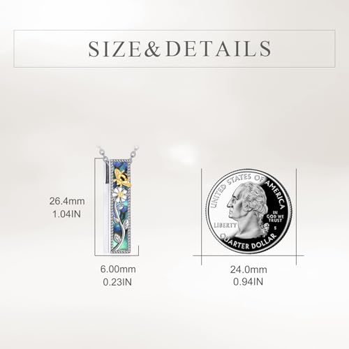YFN S925 Sterling Silver Bee & Daisy Cremation Urn Pendant Necklace - Memorial Ashes Keepsake for Loved Ones, Adjustable Chain, Elegant Sympathy Gift