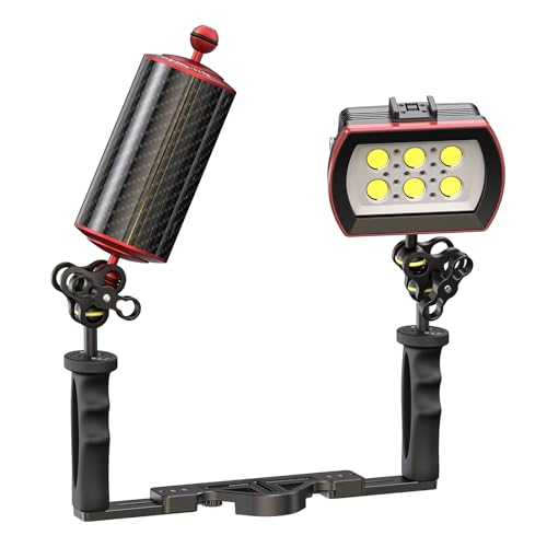 Carbon Fiber Underwater Float Arm with Dual Ball Mounts for Photography and Video, Compatible with Diving Trays, Video Lights, Strobes (red, 80mm8') 80mm8' red