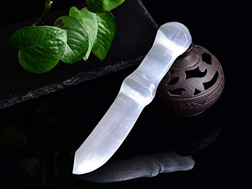 AMOYSTONE 7" Selenite Knife Natural Crystal Wand for Energy Cleansing Knife Shaped 7"