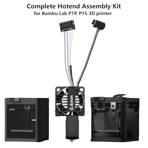 0.4mm P1S P1P Hotend Complete Kit, Full Assembly Hot End Print Head with Ceramic Heater, Thermistor, 0.4mm Hardened Steel Nozzle, Hotend Replacement for Bambu Lab P1 Series 3D Printer