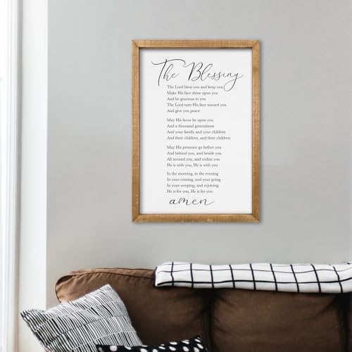 comurdyo The Blessing Bible Verse Wall Art, 16"×11", Wood 16"L x 11"W The Blessing (Wood)