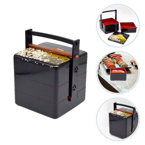 Luxshiny Sushi Box 3 Layer Bento Box with Spill Proof Lid Japanese Bento Picnic Container for Sushi Storage Lunch Travel and Grain or Cereal Storage 7.87 X 6.10 X 6.10 in
