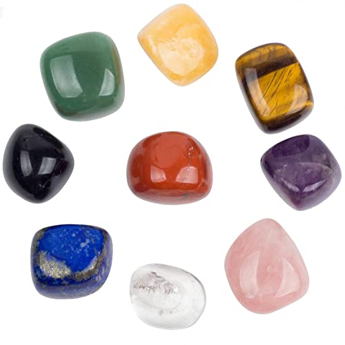 ZenQ Large Tumbled Stones and Crystals Set of 9, 25-35mm Polished