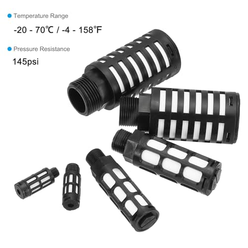 PATIKIL 2 Pack Air Muffler G 1/4 for Black | Plastic Air Compressor Exhaust Muffler Filter Air Solenoid Valve Muffler Fit