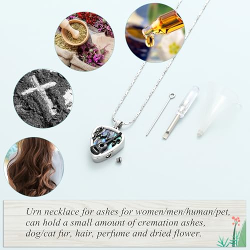 shajwo Guitar Pick Cremation Jewelry for Ashes Silver-Abalone Shell