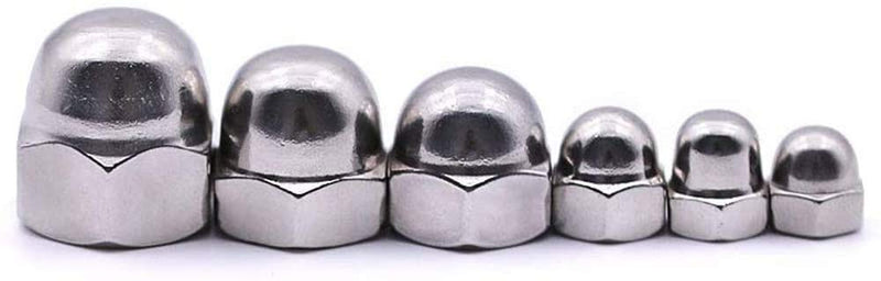 [Australia - AusPower] - 50Pcs 6-Kinds SAE Acorn Dome Cap Head Hex Nuts Assortment Kit -304 Stainless Steel #6-32#8-32#10-24 1/4-20 5/16-18 3/8-16 Hexagon Decorative Cap Nuts 