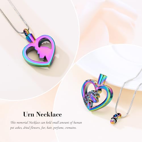 "Unicorn Heart Cremation Jewelry for Ashes for Women Men Crystal Urn Necklace Charm Ashes Holder Keepsake Gift Pendant, Metal, not"