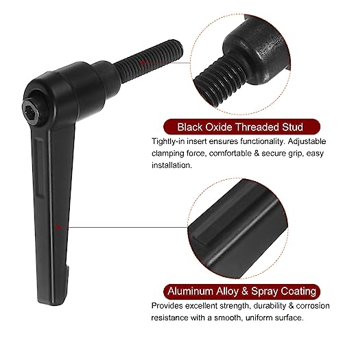 QUARKZMAN Pack of 8 Clamping Lever Handle M6 x 20 mm Male Thread Screw, Aluminum Alloy Adjustable Handles, Tension Lever for Machine Tools, Welding Machines, Pressure Equipment, Black M6 x 20mm
