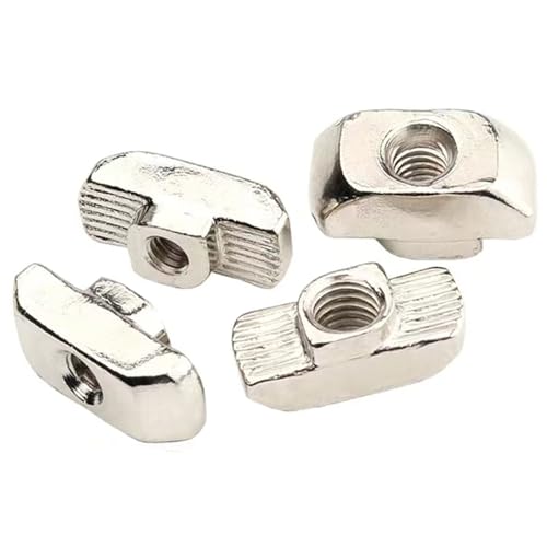 100 Pcs 4545 Series M8 T Nuts, T Slot Nut Hammer Head Fastener Nut, Nickel Plated Carbon Steel Nut for European Aluminum Profile,Drop in T Slot Nuts Assortment Kit(45-M8) 45-M8(100 Pcs）