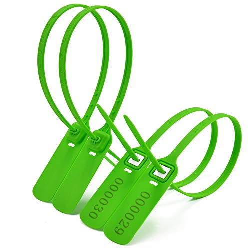 [Australia - AusPower] - Heavy Duty Plastic Truck-Trailer Seals Numbered Security Tags Safety Ties Pull-Tight Pad-Locks Cable Pull Ties - Straps, Metal Insert Clip Lock, Length 400 mm 15.8" (Green, 100 PCS) Green 