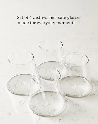 The Everyday Cup, Set of 4 - Versatile Crystal-Clear Glass Cups Made for Special Drinks, Juices, Water and More - Sustainably Produced and Packaged