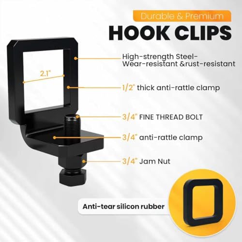 Joytrace 2-inch anti-rattle trailer hitch clamp, three-point accessory for securing a hitch receiver