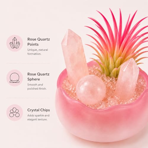 Natural Crystal Healing Stones Set with Point & Sphere-Mini Pink