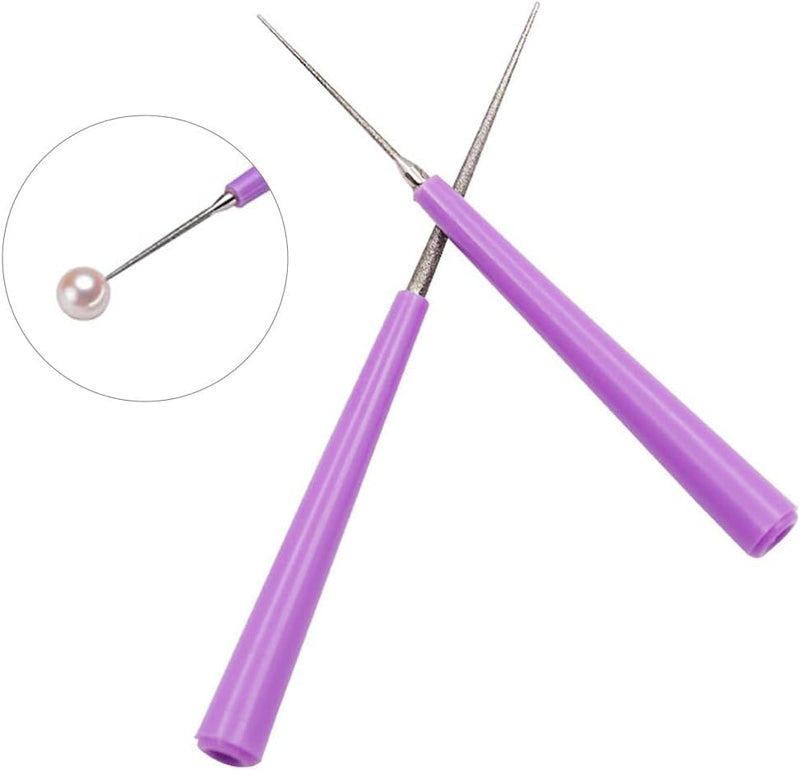 [Australia - AusPower] - 2 Piece Purple Diamond Tipped Bead Reamer Tool for DIY Jewelry Making, Pearls Beading Hole Expander Enlarger Tool Sets Hand Tools 