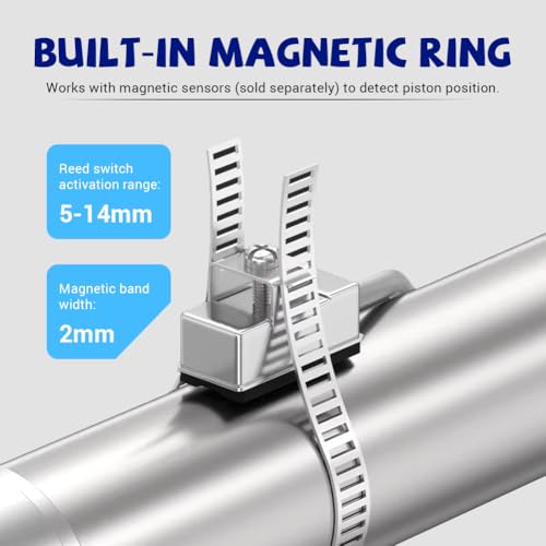 MA Mini Pneumatic Cylinder, 32mm Bore 75mm Stroke 1/8 Port, Dual Action Single Rod Air Cylinder, Stainless Steel Body for Industrial Automation Bore 32mm(1.26in) Stroke 75mm(2.95in)