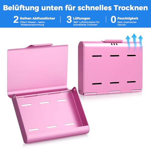 Aluminium Braces Box, Tooth Splint Box, Compatible with Invisalign, Portable Partial Denture Box, Lightweight, Durable and Easy to Clean Braces Box, Pink