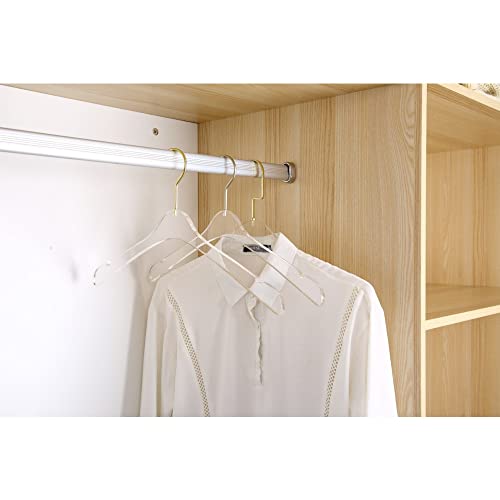 YBM Home Quality Acrylic Clear Hangers Made of Clear Acrylic for a Luxurious Look and Feel for Wardrobe Closet, Clothes Hangers Organizes Closet, Men, Gold w/ Flat Hook, 4104-6 6