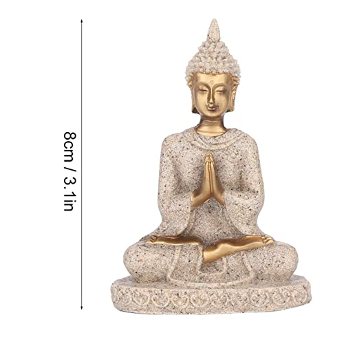 AUNMAS 3in Hand-Carved Sandstone Buddha Statue, Meditation